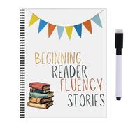 Beginning Reader Stories Activity Book, Reading Comprehension, Workbook, Dry-Erase Fluency Practice Books for Beginner and Intermediate Child Learning (White1)