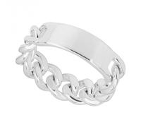 Beginnings Chain And Id Engravable Silver Ring R3819 - Classic Look | - Size 68 - Sterling Silver