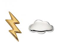 Beginnings Cloud and Lightning Bolt Stud Earrings E6006 - Sterling Silver / Gold Plated