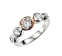 Elements Rose Gold Plated Multi CZ Ring R3321C / Size 54
