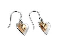 Beginnings Elements Silver Gold Plated Double Heart Earrings E4466Z364