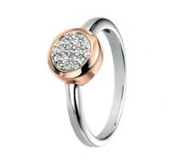 Elements Silver Pave With Rose Gold Surround Ring R3454C / Size 50