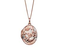 Beginnings Elements Silver Rose Gold Plated Rose Bush Embossed Locket