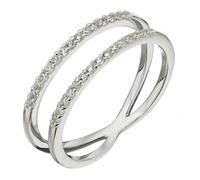 Beginnings Elements Silver Silver Plate White CZ Double Band Ring R3681C - - Size 60