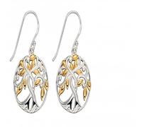 Beginnings Elements Silver Sterling Silver Gold Tree Of Life Earrings E5808 - Sterling Silver
