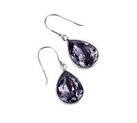 Beginnings Elements Silver Teardrop Swarovski Tanzanite Crystal Earrings