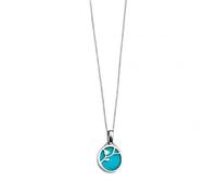 Beginnings Elements Silver Turquoise Disc Pendant With Flower Pattern