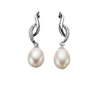 Beginnings Elements Silver Twisted Earrings With Pearl And CZ E4091WZ364