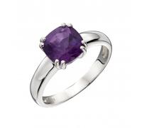 Beginnings Elements Sterling Silver Amethyst Cushion Cut Ring R3716M - Size 54 - Sterling Silver / Stone