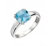 Beginnings Elements Sterling Silver Blue Topaz Cushion Cut Ring R3717T - Size 58 - Sterling Silver / Stone