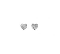 Beginnings Elements Sterling Silver Clear Cubic Zirconia Pave Heart Stud