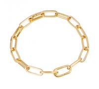 Beginnings Gold Plated Long Link Chain Bracelet B5391 - Contemporary Appeal - Sterling Silver