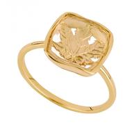 Beginnings Gold Plated Open Square Leaf Pattern Ring R3833 | Acotis - Size 56 - Sterling Silver