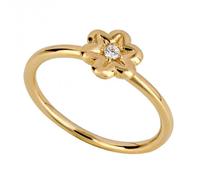 Beginnings Gold Plated Zirconia Flower Ring R3831C - Premium Finish | - Size 54 - Sterling Silver / Zirconia