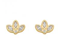 Beginnings Gold Plated Zirconia Lotus Flower Earrings E6274C - Exclusive - Sterling Silver / Zirconia