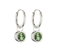 Beginnings Ladies' 925 Sterling Silver Peridot Green Crystal August Birthstone Hoop Earrings