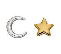 Beginnings Moon and Star Stud Earrings E6008 - Sterling Silver / Gold Plated
