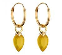 Beginnings November Yellow Gold Plated Birthstone Chalcedony Stone Hoop - Sterling Silver / Gold Plated