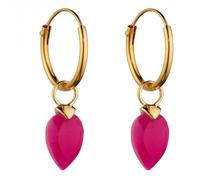 Beginnings October Yellow Gold Plated Birthstone Chalcedony Stone Hoop - Sterling Silver / Gold Plated