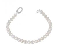 Beginnings Pearl Charm Holder Catch Bracelet B5388W - Exclusive Design | - Sterling Silver / Pearl