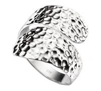 Beginnings Sterling Silver Hammered Finish Wrap Around Ring - Size 52