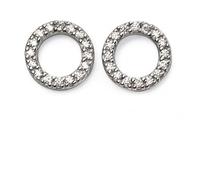 Beginnings Sterling Silver Open Disc Pave Earrings E5557C -