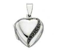 Beginnings Sterling Silver P3934 Marcasite Heart Locket Pendant