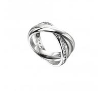 Beginnings Sterling Silver Pave Satin Polished Russian Wedding Ring R3734C - Size 54 - Sterling Silver