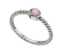 Beginnings Sterling Silver Pink Mother Of Pearl Twisted Ring - Size 58