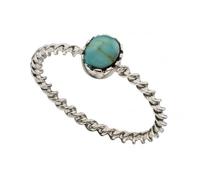 Beginnings Sterling Silver Twisted Ring With Turquoise Stone R3377T - Size 56