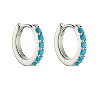 Beginnings Womens Open Circle Hoop Earrings - Silver/Turquoise