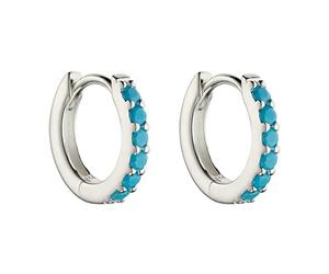 Beginnings Womens Open Circle Hoop Earrings - Silver/Turquoise