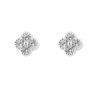 Beginnings Zirconia Pave Flower Stud Earrings E6279C - Timeless Design | - Sterling Silver / Zirconia