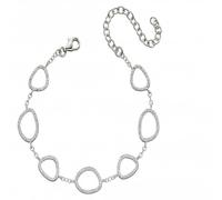 Beginnings Elements Silver Zirconia Pebble Outline Station Bracelet B5222C - Sterling Silver