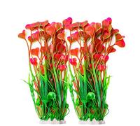 BEGONDIS 2 Pcs Artificial Water Plants, Fish Tank Aquarium Decorations, Made of Soft Plastic, Safe for All Fish & Pets (Large Plant - Red)