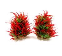 BEGONDIS 2Pcs Aquarium Decorations Fish Tank Artificial Water Plants Made of Soft Plastic, Good for All Fish & Pets (Red)