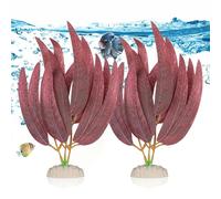 BEGONDIS 2Pcs Artificial Aquatic Plants Set - Lifelike Plastic Leaves for Aquarium Decoration, Easy to Maintain, Vibrant Underwater Garden (Red)