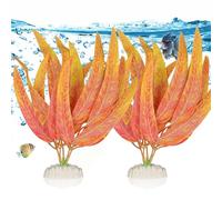 BEGONDIS 2Pcs Artificial Aquatic Plants Set - Lifelike Silk Fabric Leaves for Aquarium Decoration, Easy to Maintain, Vibrant Underwater Garden (Orange)