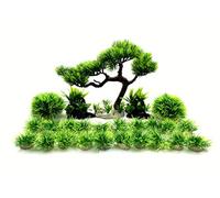 BEGONDIS Artificial Aquarium Green Water Plants Tree Set 25 Pcs, Fish Tank Aquarium Decorations (Set 1)