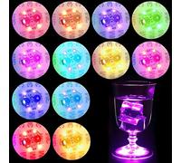 Begonia Pack of 12 LED Luminous Coasters for Glasses, Illuminated Stickers Mood Lights, Self-Adhesive Bottle Lights, Drink Coasters, 7 Colour LED Stickers, Coaster Lights for Party Bar