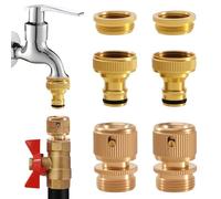 Begonia Pack of 4 Brass Hose Connectors, 2 x Male Thread 3/4 Inch Quick Couplings and 2 x Tap Connectors 1/2 Inch or 3/4 Inch, Garden Hose Quick Coupling for Garden Hose, Kitchen Tap