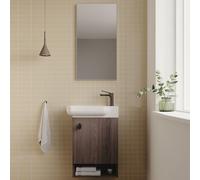 begonya wooden wall mounted vanity unit with mirror in walnut