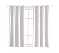 BEGOODTEX Inherent Fire Resistant White Curtains Room Darkening Blackout Window Curtains, Greyish White, 8 Silver Grommet, 52Wx63L Inch, Pack of 1 Panel for Office School Hotel