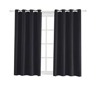 BEGOODTEX Inherent Flame Fire Proof Resistant Thermal Insulated Grommet Blackout Curtains Drape for Bedroom Window Treatment, Black, 8 Silver Grommet, 52Wx63L Inch, Pack of 1 Panel
