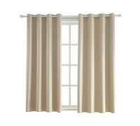 BEGOODTEX Inherent Flame Fire Retardant Room Darkening Thermal Insulated Curtain with Grommet, Light Beige, 52W by 84L inch, 1 Panel