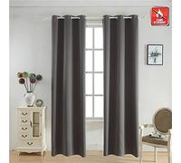 BEGOODTEX Inherent Flame Retardant Blackout Curtains Room Darkening, Grey, 42W by 95L inch, 1 Panel for Meeting Room Kitchen Heavy Duty All Weather