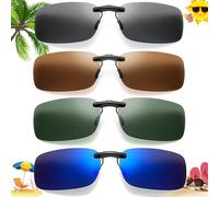 Begpoee 4 Pieces Sunglasses Clip, Polarised Clip on Sunglasses over Glasses, Polarized Driving Glasses for Men Women, For Driving, Fishing, Mountain Climbing and Outdoor Travel(4 Colors)