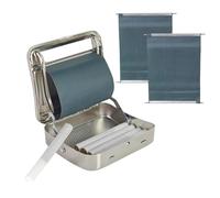 BeGrit Cigarette Rolling Machine Portable Metal Tobacco Roller 70mm Rolling Tin Adjustable Slim Cigarette Roller (6mm / 8mm) with 2 Spare Cloths for DIY Travel Gift Compact Box Silver