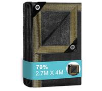 BeGrit Greenhouse Shading Net with Grommets Pergola Sun Shade Cloth 70% Shading Rate UV Resistant Sunblock Shade Netting Sunscreen Fabric for Garden Flower Plant Black(2.7m X 4m)