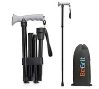 BeGrit Soft Grip Walking Sticks Foldable Walking Stick Lightweight Walking Cane Black Mobility Aids for Adults with Bag Anti-Slip Rubber Ends for Daily Walk Travel Collapsible Store for Handbag
